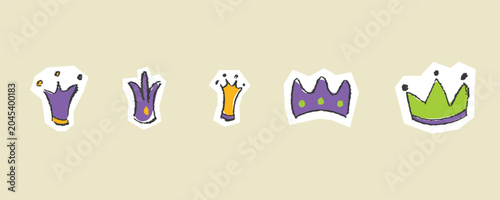 Birthday Party Hat Sketchy Doodle Vector Set Hand-Drawn Colorful Cone Hat Confetti Popper Illustration