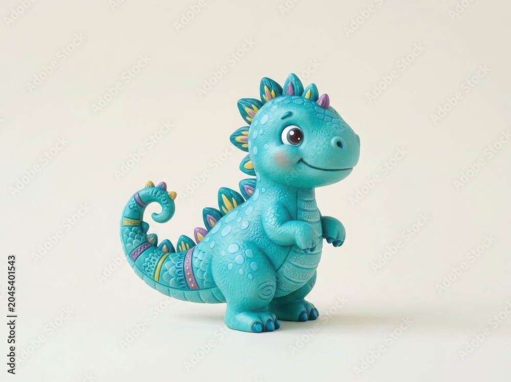 Naklejka premium Cute cartoon dinosaur toy character isolated on white background