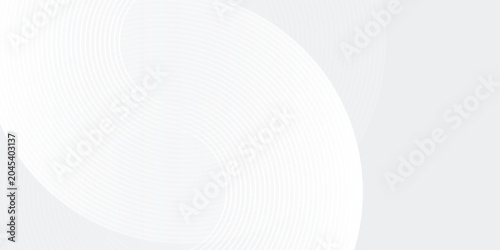 Simple white glowing geometric lines on gray background. Modern shiny blue circle abstract