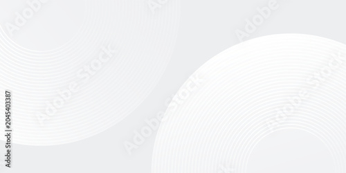 Simple white glowing geometric lines on gray background. Modern shiny blue circle abstract modern