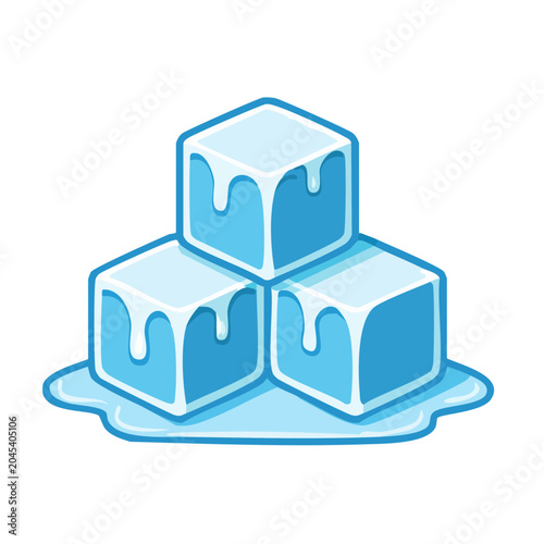 Melting ice cubes illustration