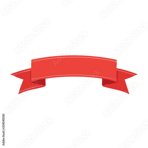 Red ribbon banner with white outline on transparent background