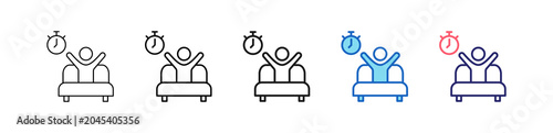 фотографія Morning Stretch Icon In 5 Different Styles Set Collection.