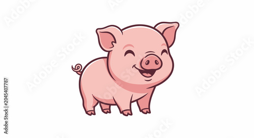 Konstfotografi Smiling Pink Cartoon Pig Animal.