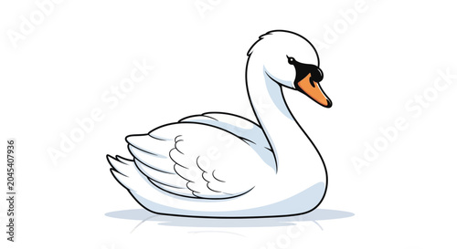 Canvastavla White Swan Bird Sitting Alone Water.