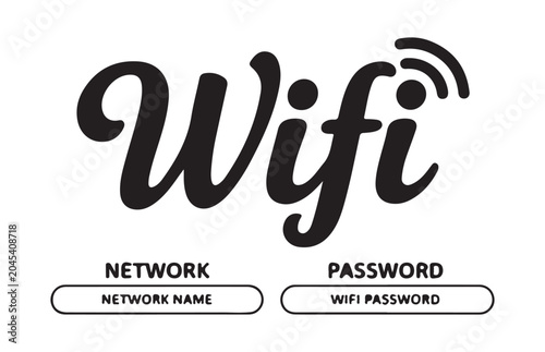 Wifi sign mockup with network name and password fields isolated on transparent background vector.