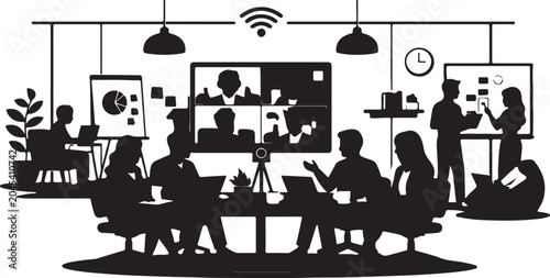Photos Hybrid Video Conference Smart Office Silhouette