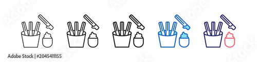Photos Churros Icon In 5 Different Styles Set Collection.