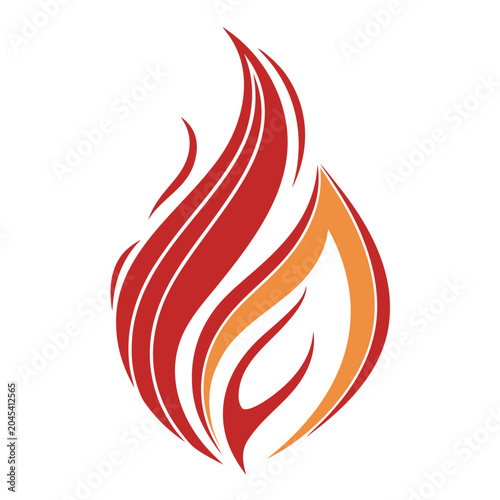 Photography Elegant fire flame logo with fluid organic shapes in vibrant red and orange shad