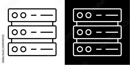 Server Storage  Icon Set White Line Style Collection