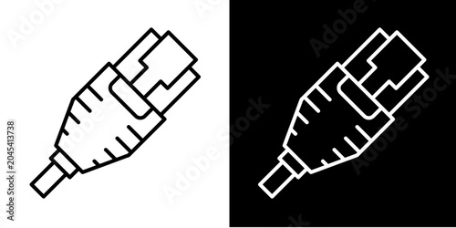 Ethernet Cable  Icon Set White Line Style Collection