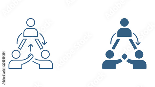 Tableau sur toile Business team hierarchy and collaborative support vector icon set featuring conn
