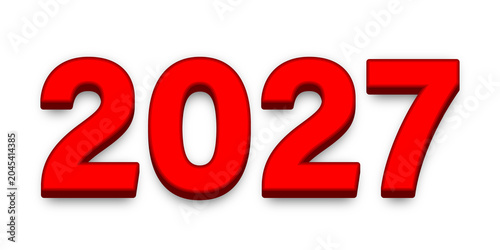 Red 2027 Text on Black Background Minimalist Style Serious Mood isolated on Transparent Background