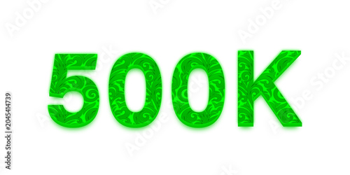 Glowing Green Textured 500k Milestone Marker isolated on Transparent Background