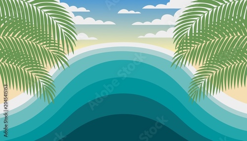 Aerial top down view of turquoise infinity pool merging with tropical ocean horizon
