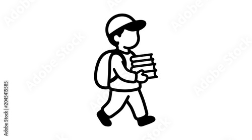 Bild auf Leinwand Delivery man carrying boxes walking.