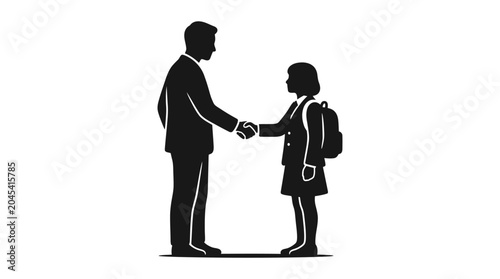 Фотография Businessman and schoolgirl shaking hands.