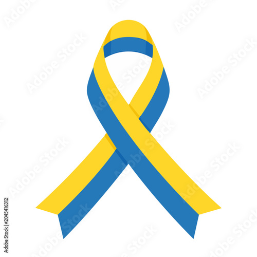 Blue and yellow awareness ribbon