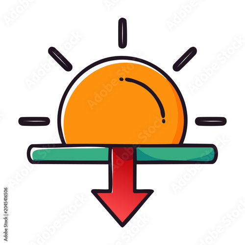 Icon of a sun setting with a downward arrow