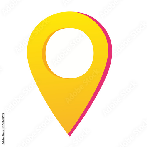 Yellow map pin icon with pink outline