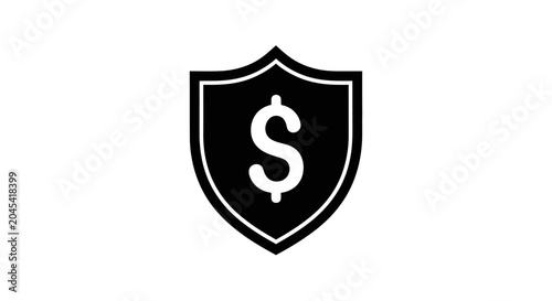 Shield icon with dollar sign concept of financial security and protection