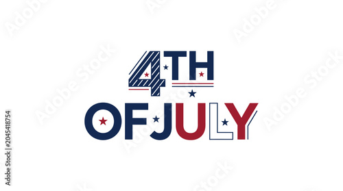 Modern bold Fourth of July typography with star details.