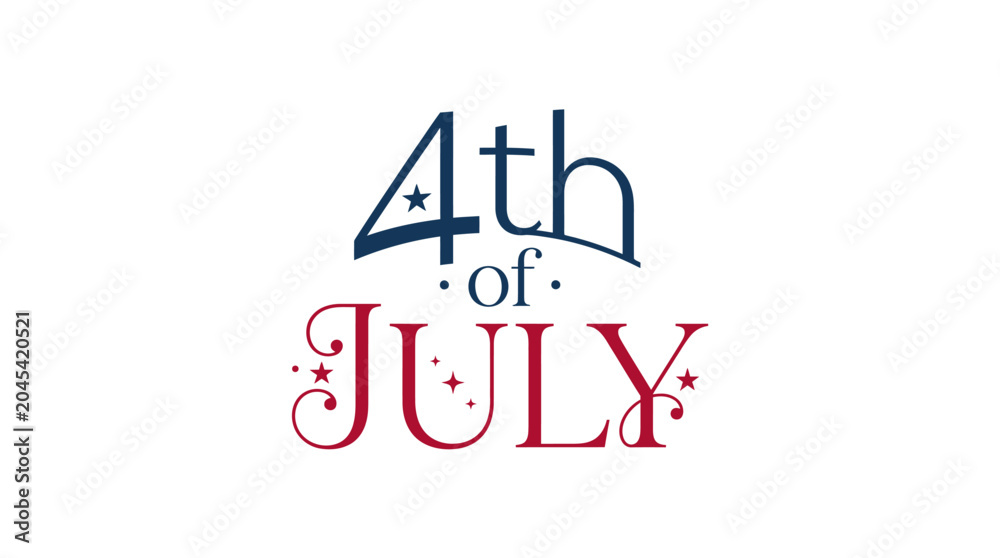 Fototapeta premium Minimalist 4th of July Script Lettering Design.