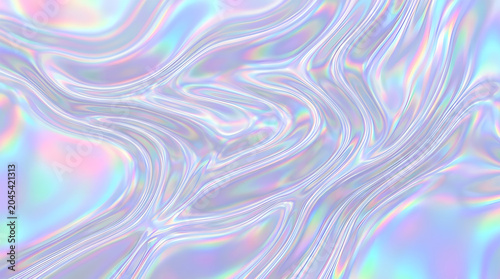 Abstract Holographic Liquid Waves Background with Iridescent Pastel Gradient Texture