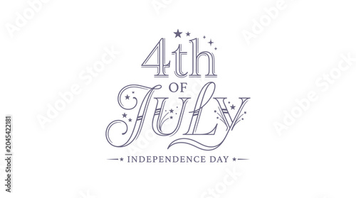 Elegant silver and black 4th of July independence day lettering.