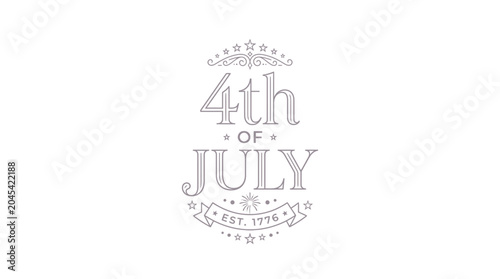 Elegant thin 4th of July typography with stars.