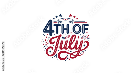 Festive 4th of July lettering with firework elements