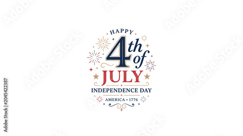 Festive 4th of July emblem with burst of stars.