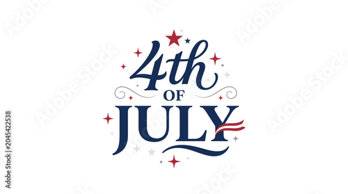 Elegant 4th of July script typography with stars.