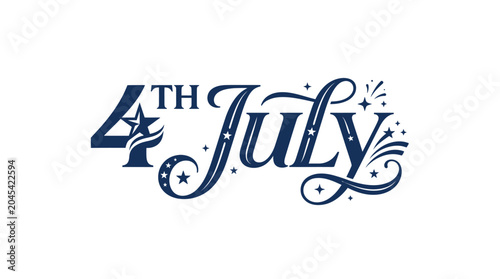 Elegant 4th of July script with flourish details.