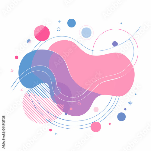 Abstract Fluid Shapes with Pink and Blue Colors