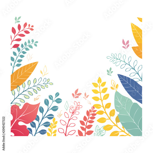 Colorful leaves and branches corner decoration