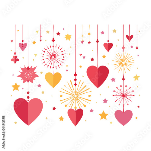 Hanging hearts and stars decoration for celebration