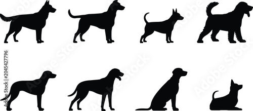 Photos Dog Silhouette Bundle Collection with Standing Sitting Walking Guard and Compani