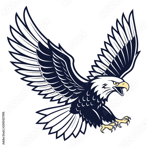 Obraz na płótnie Screaming bald eagle vector mascot with yellow beak and sharp eye profile view o