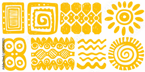 Bild auf Leinwand Orange stylized symbols collection hand drawn vector illustration on white backg