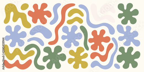 Photos Abstract organic shapes colorful vector pattern on a cream background