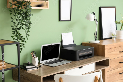 Workplace with modern print...
