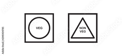 Photos Veg Non-veg icons, Colourful veg and non-veg symbol on white background