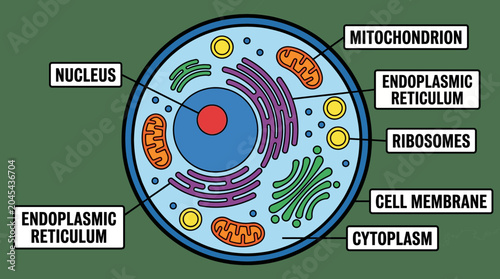 Foto Detailed Cross-Section of Animal Cell Organelles