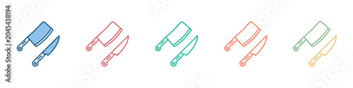 Photos Kitchen Knife Icon Set Multiple Style Collection