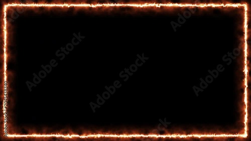 Dynamic burning fire frame with glowing flames, smoke, and intense heat effects surrounding a black background. Perfect for cinematic intros, gaming overlays, horror titles, livestreams, and dramatic 