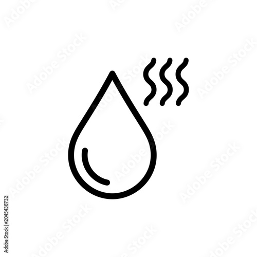 Hot water drop icon, steam symbol, vector illustration