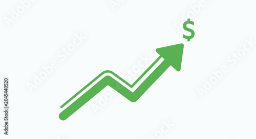 Green Financial Growth Arrow with Dollar Sign Icon