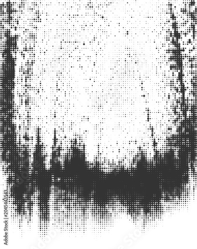 Distressed Halftone Border Texture with Abstract Monochrome Dot Pattern