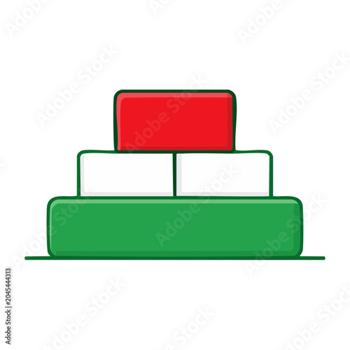 Flat design pyramid chart with green, white, and red levels